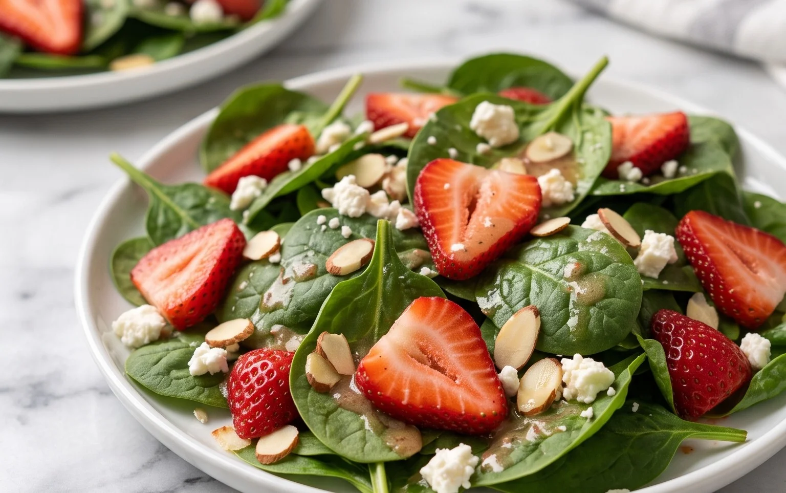 Quick Strawberry Spinach Salad With Balsamic Honey Dressing