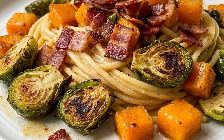Beef Bacon Brussels Sprouts Butternut Squash Pasta
